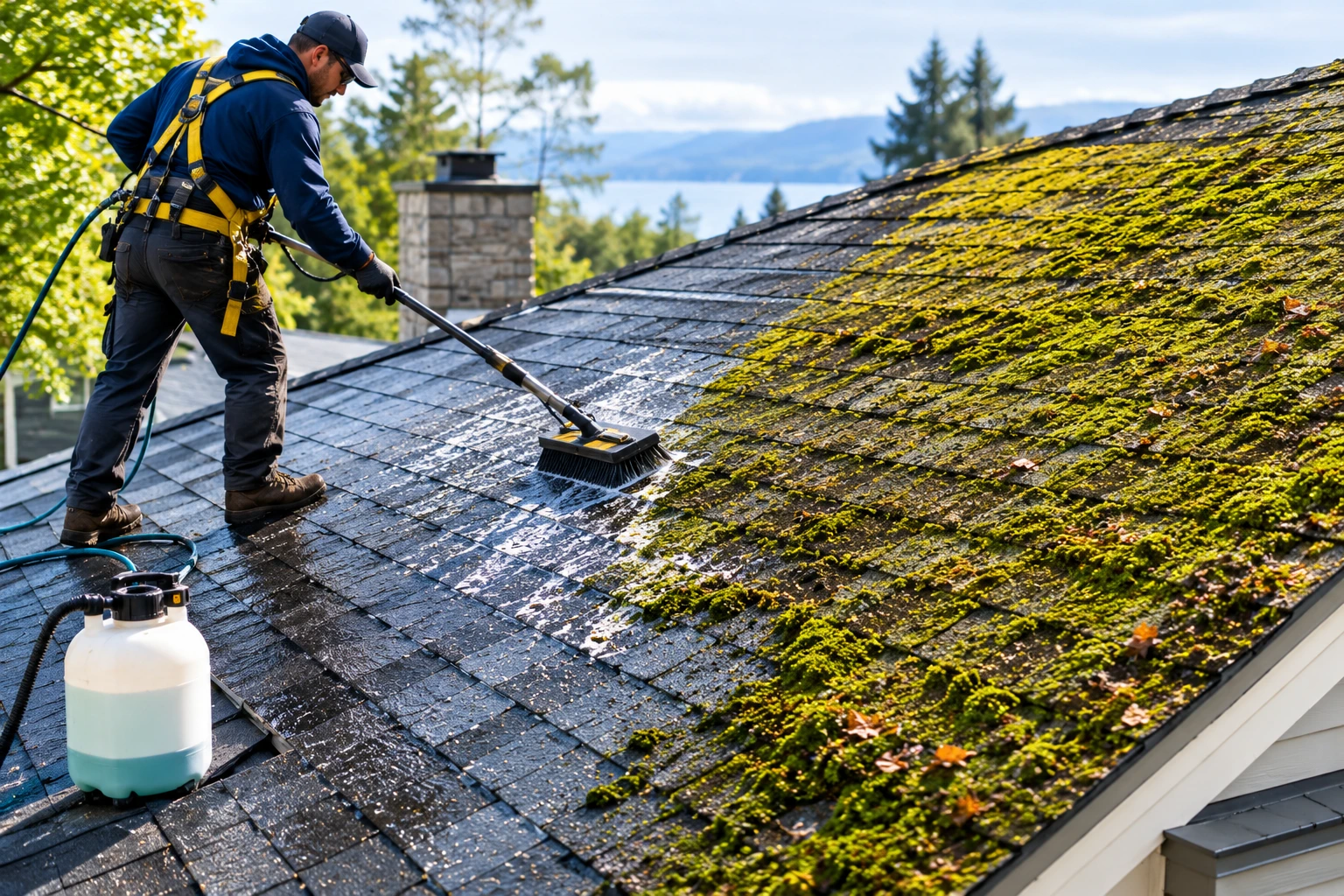 Commercial roof algae & moss removal Dover