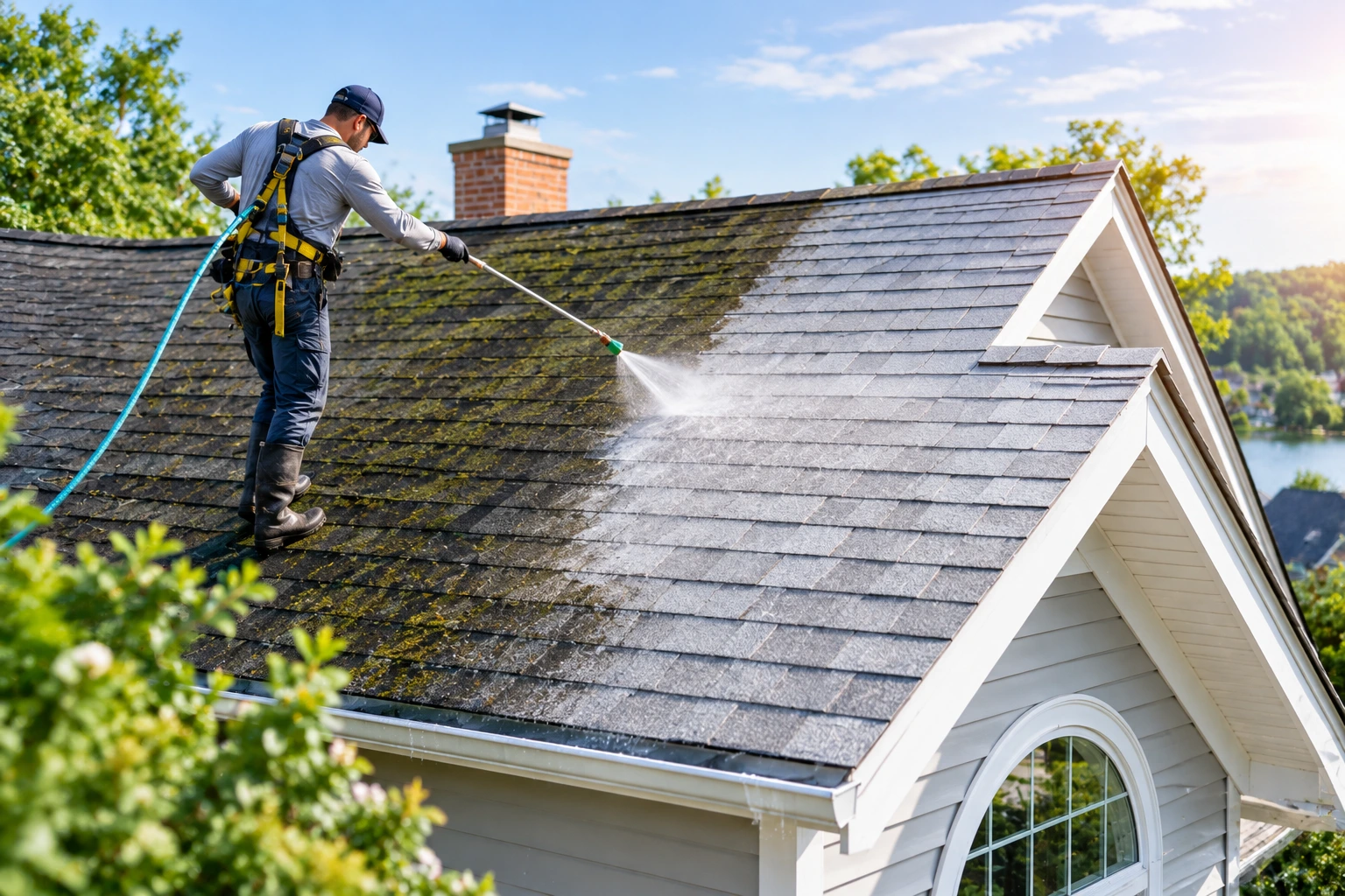 Does Soft Wash Roof Cleaning Kill Moss Permanently