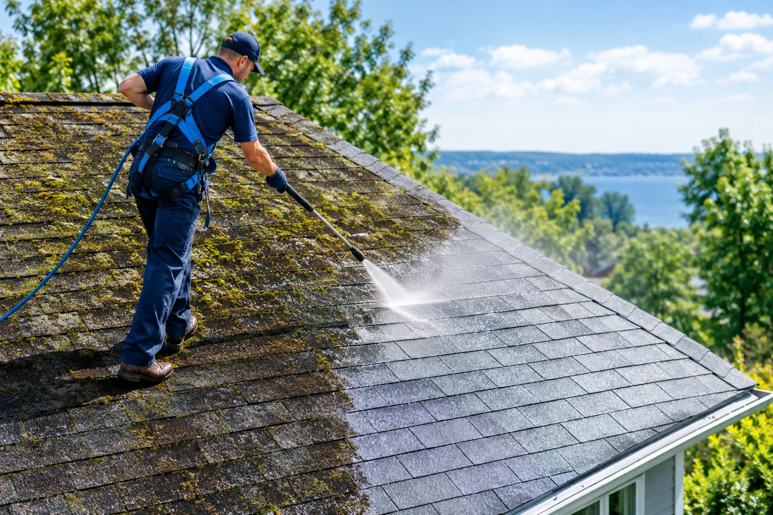 Does Soft Wash Roof Cleaning Kill Moss Permanently